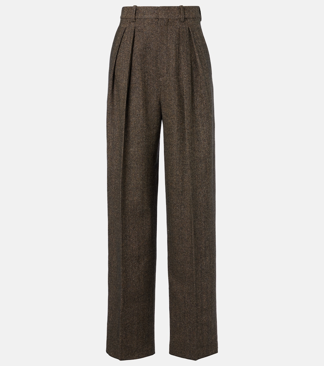 Herringbone wool-blend wide-leg pants | Saint Laurent