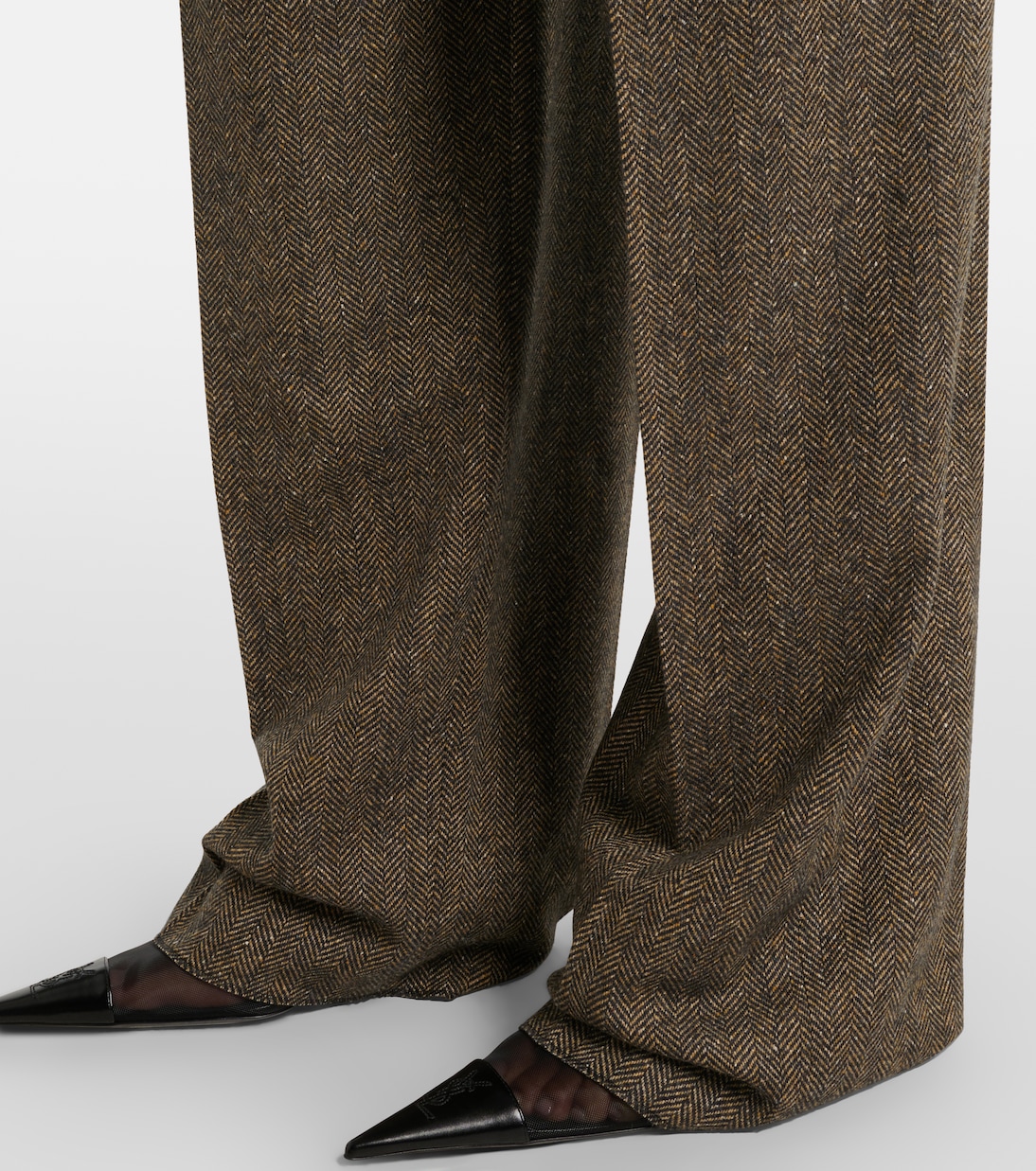 Herringbone wool-blend wide-leg pants | Saint Laurent