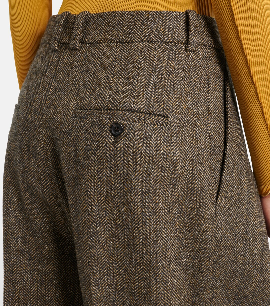 Herringbone wool-blend wide-leg pants | Saint Laurent