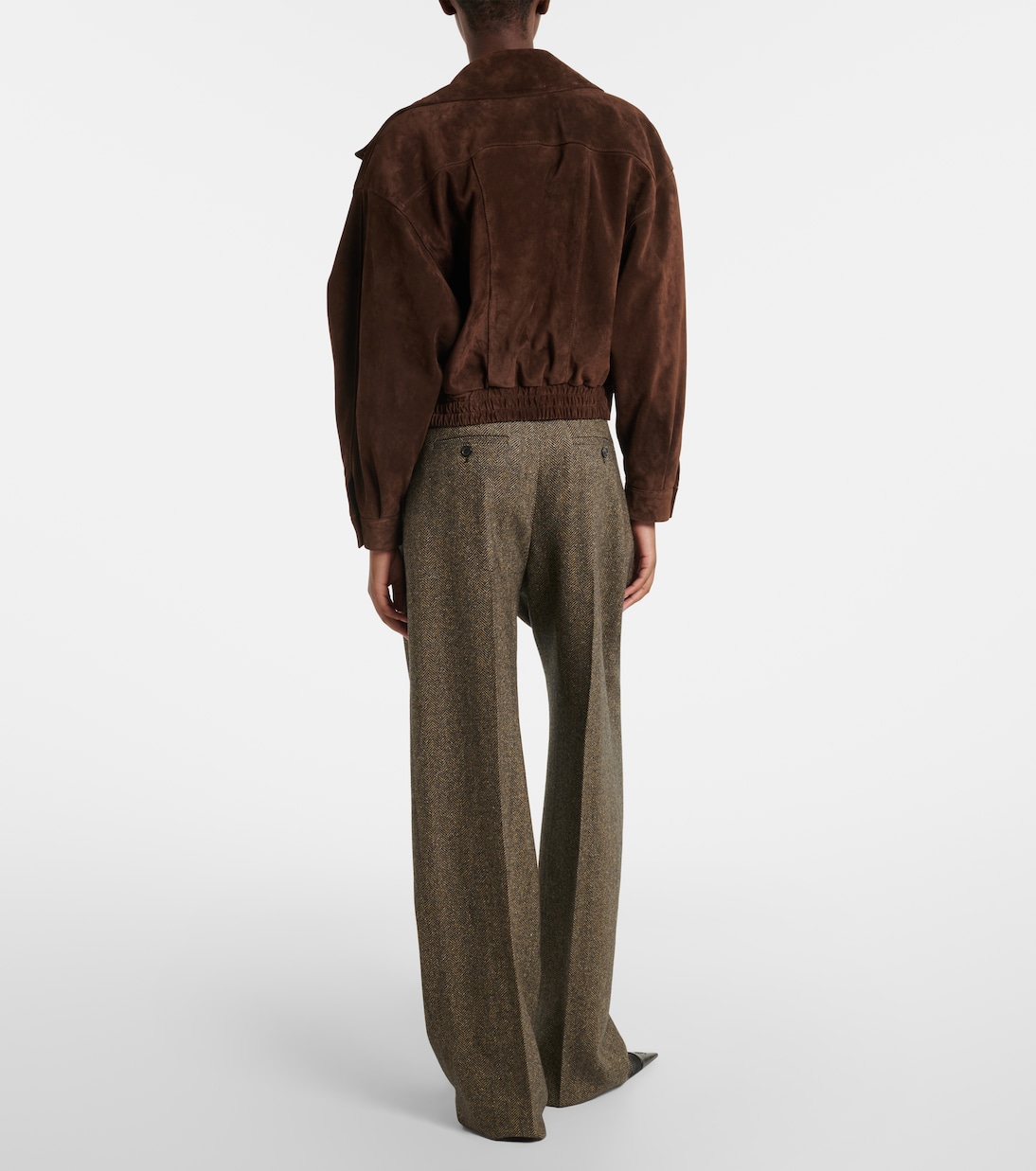 Herringbone wool-blend wide-leg pants | Saint Laurent