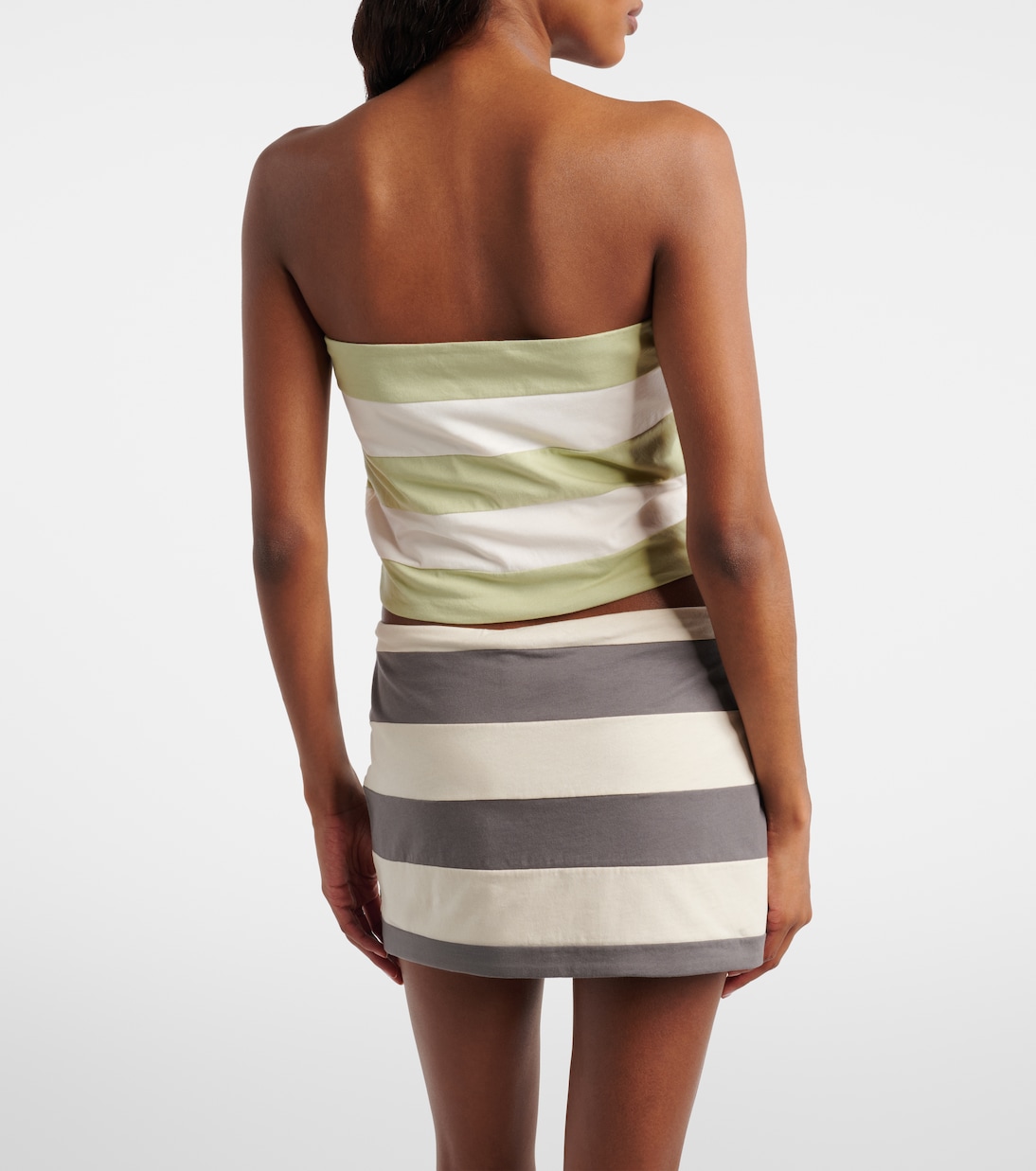 Striped cotton jersey bandeau top | Miu Miu
