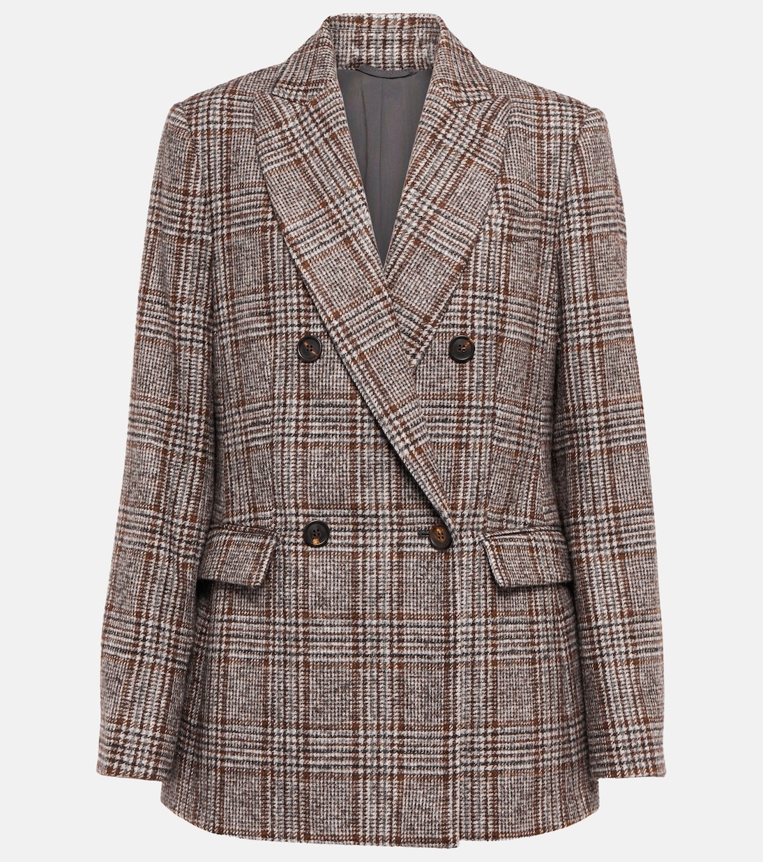 Double-breasted wool-blend blazer | Brunello Cucinelli