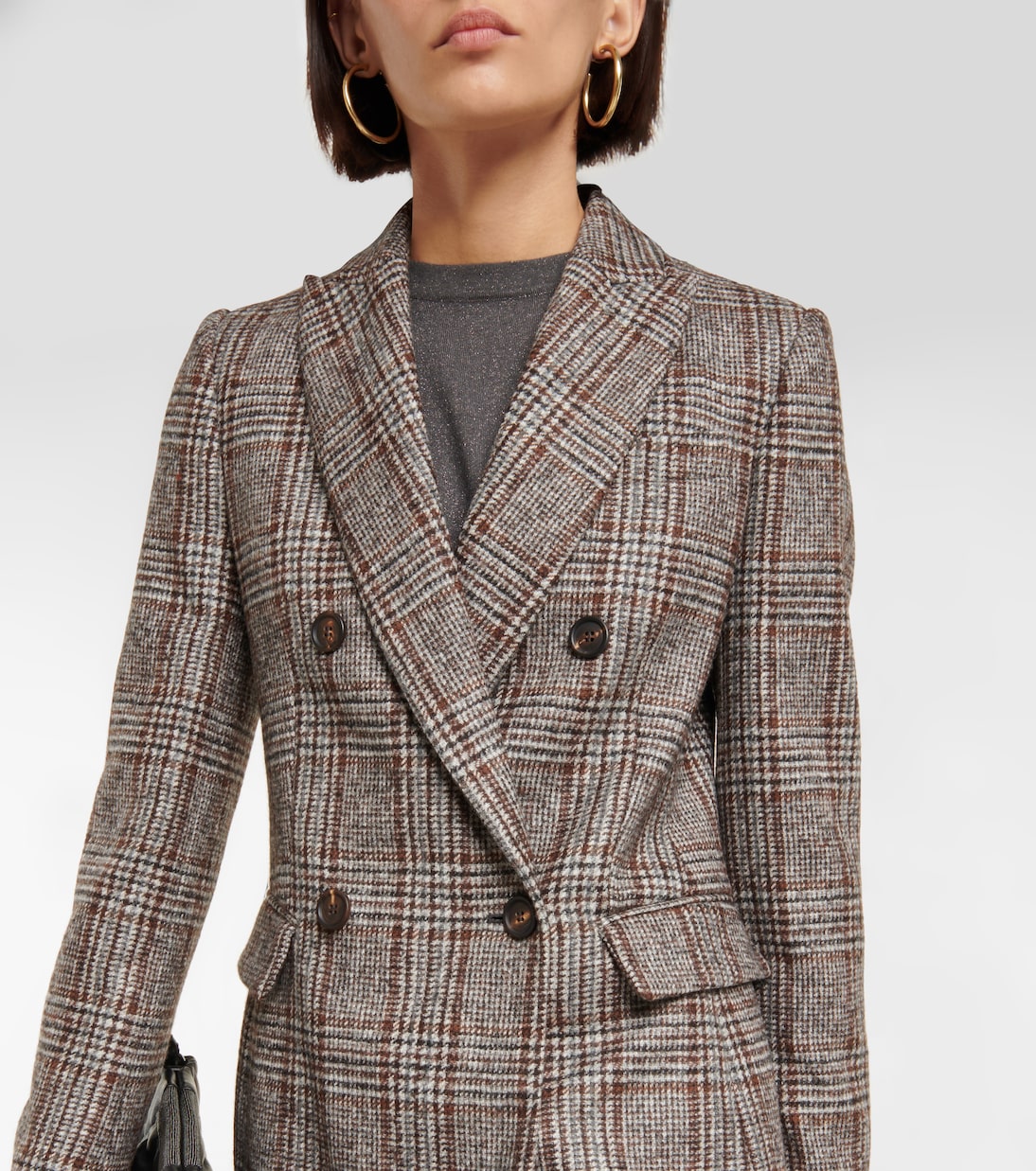Double-breasted wool-blend blazer | Brunello Cucinelli