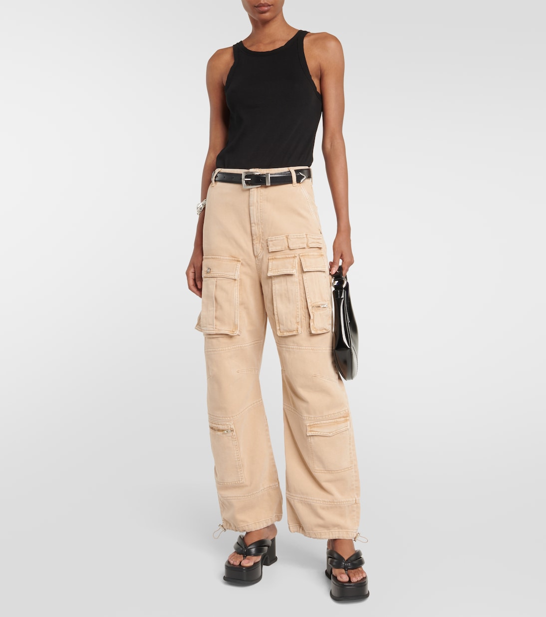 High-Rise-Cargohose aus Denim | Sportmax