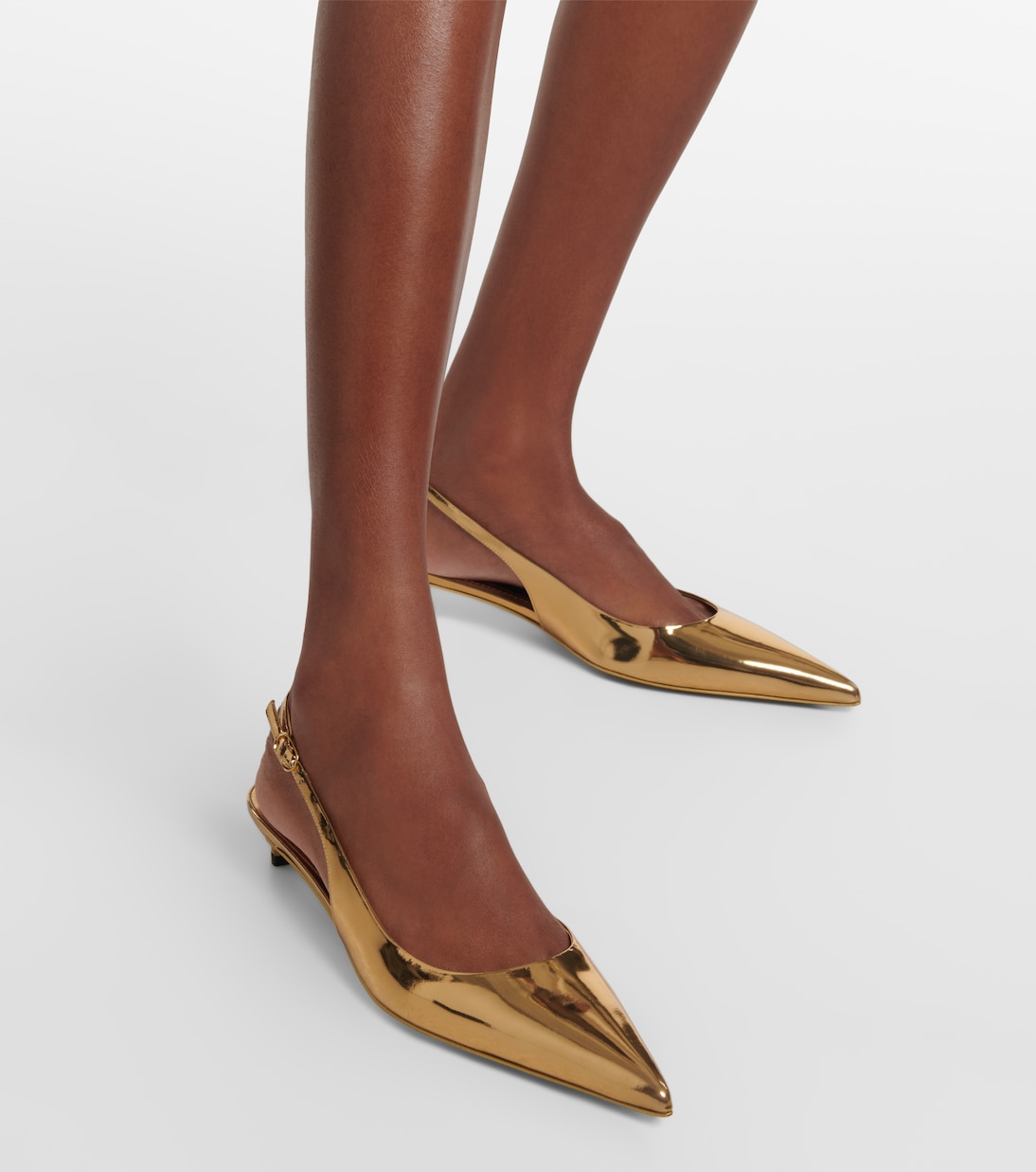 Slingback-Pumps aus Metallic-Leder | Dolce&Gabbana