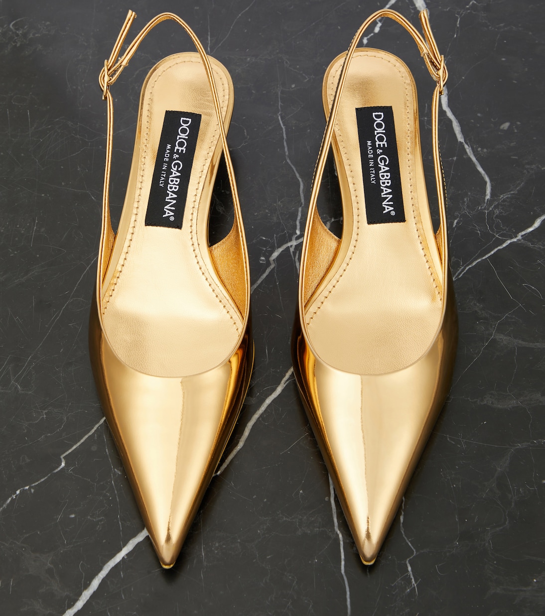 Slingback-Pumps aus Metallic-Leder | Dolce&Gabbana