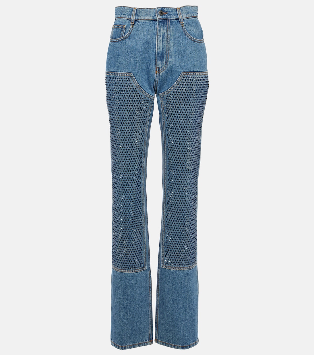Verzierte High-Rise Straight Jeans | Area