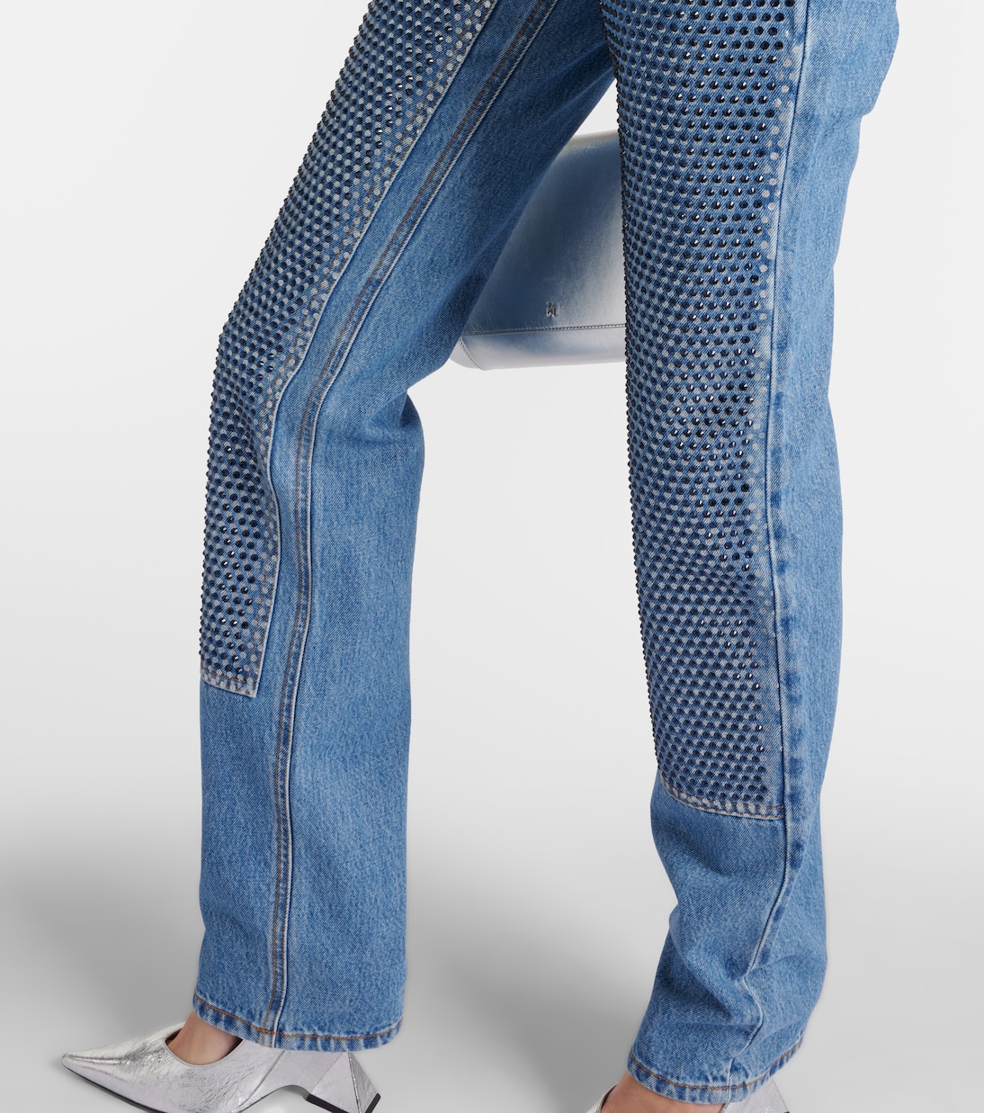 Verzierte High-Rise Straight Jeans | Area
