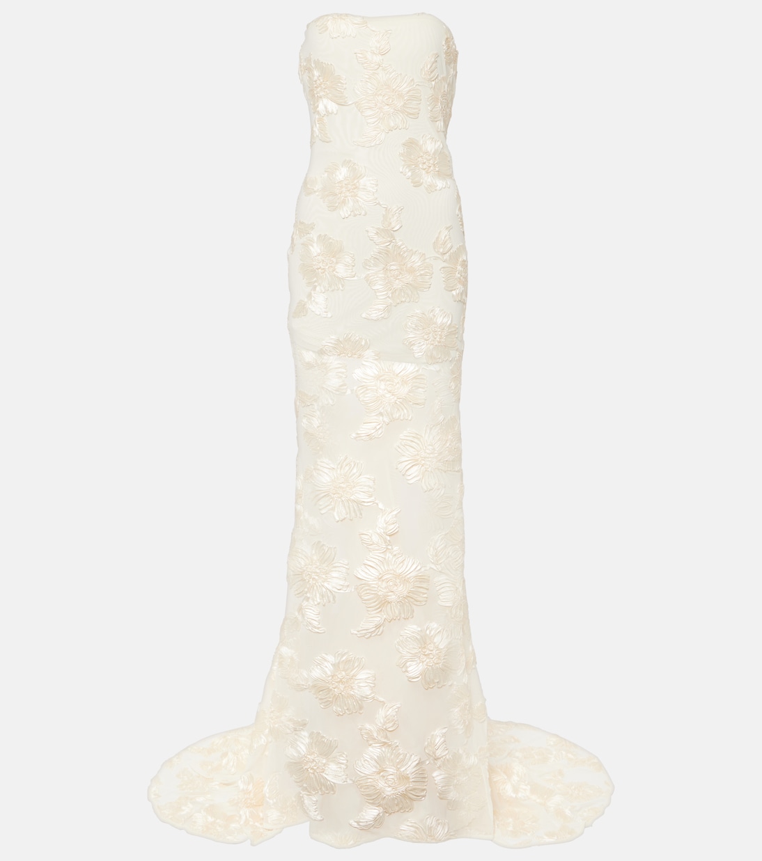 Bridal Alberty floral-appliqué mesh gown | Rotate