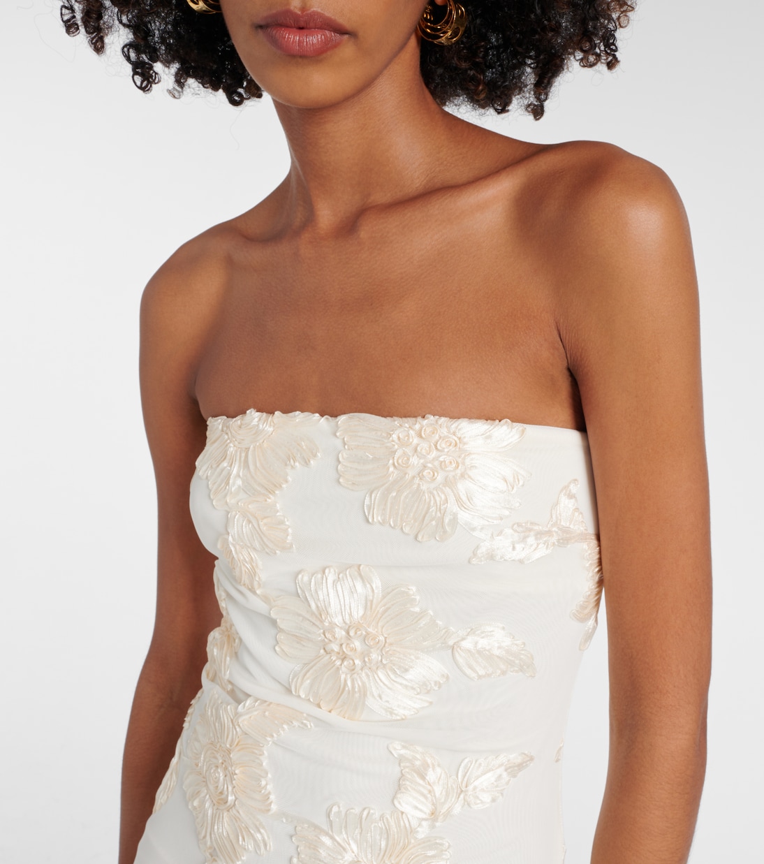 Bridal Alberty floral-appliqué mesh gown | Rotate