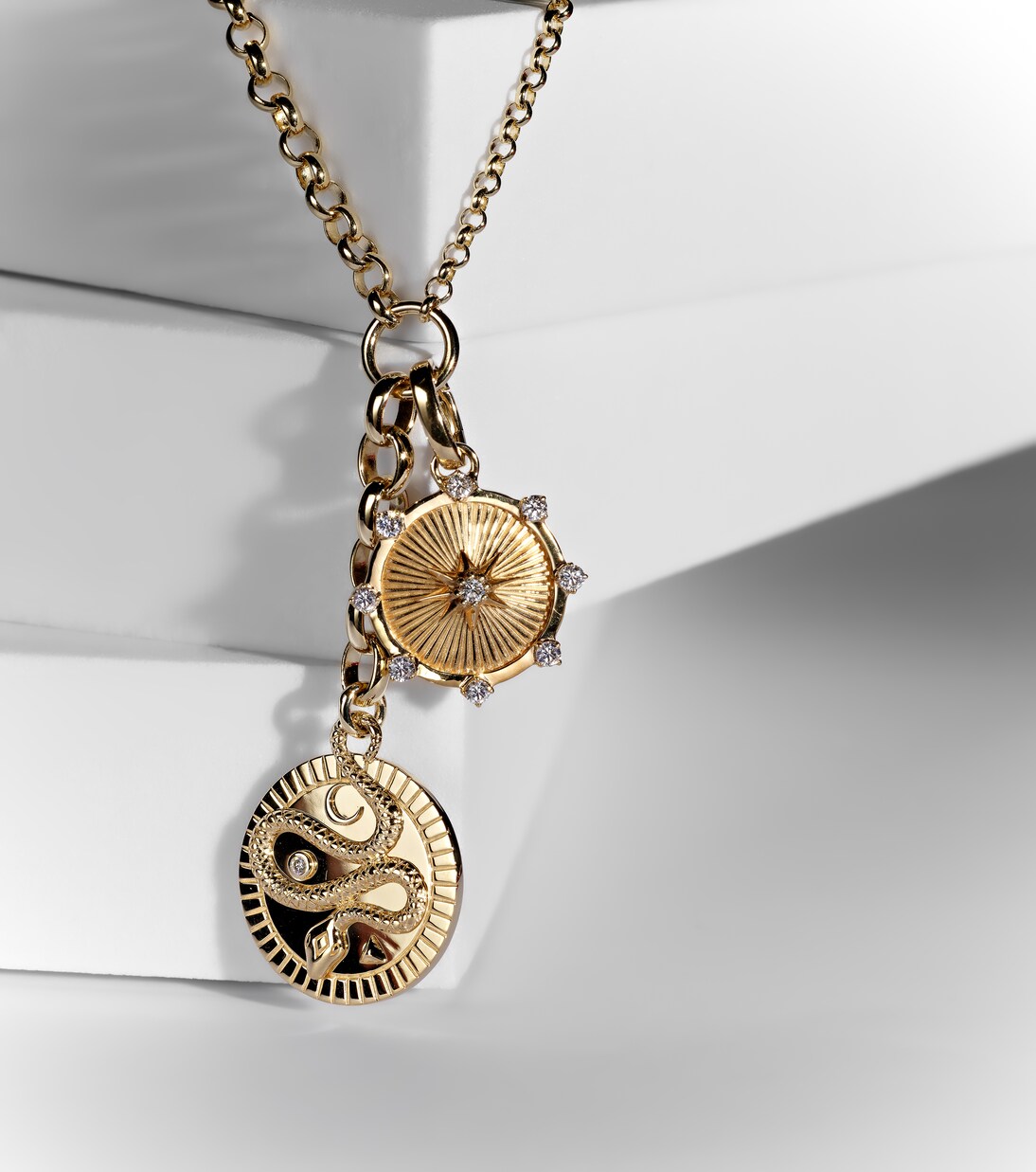 Wholeness & True Love 18kt gold charm necklace with diamonds | FoundRae