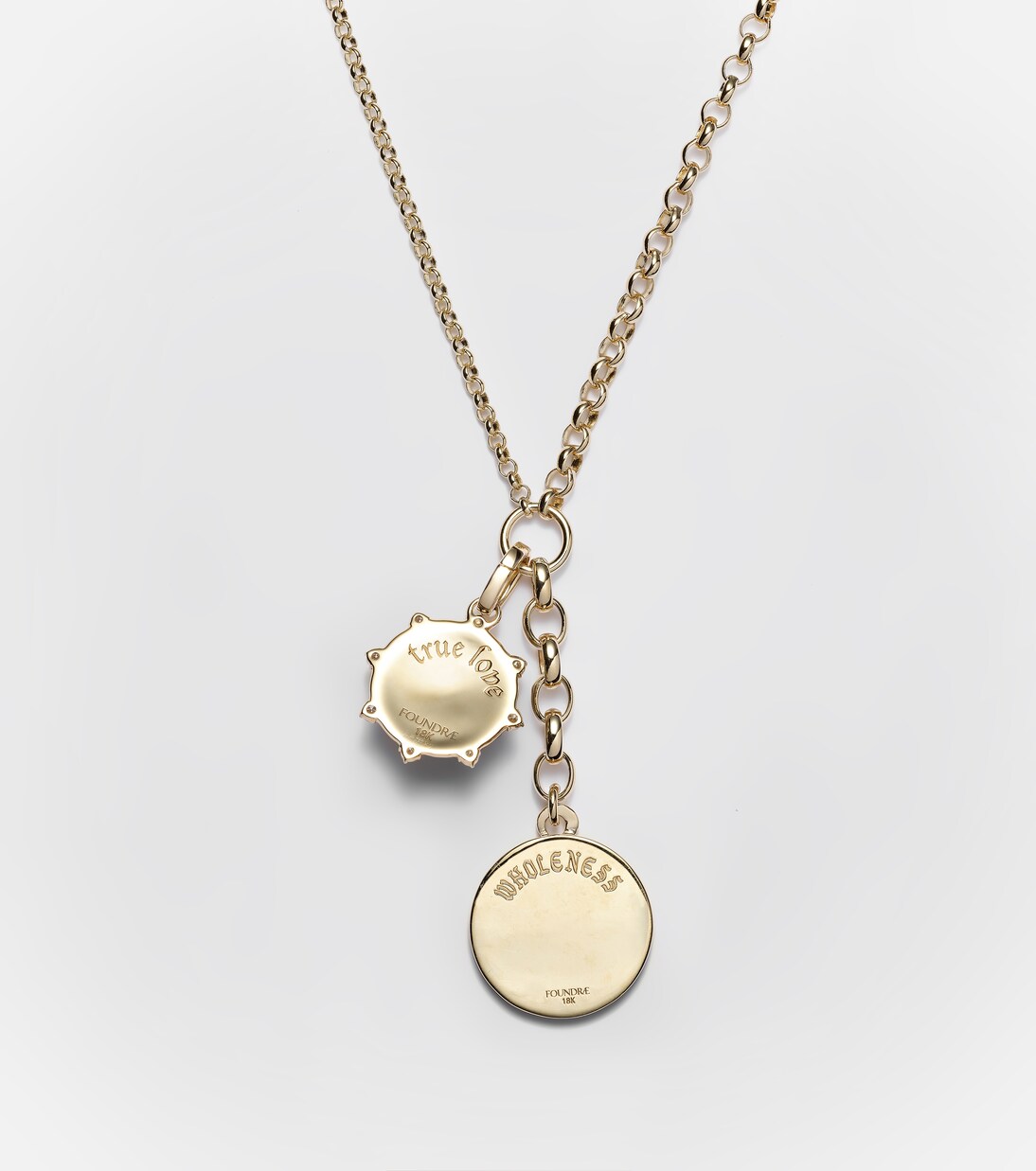 Wholeness & True Love 18kt gold charm necklace with diamonds | FoundRae