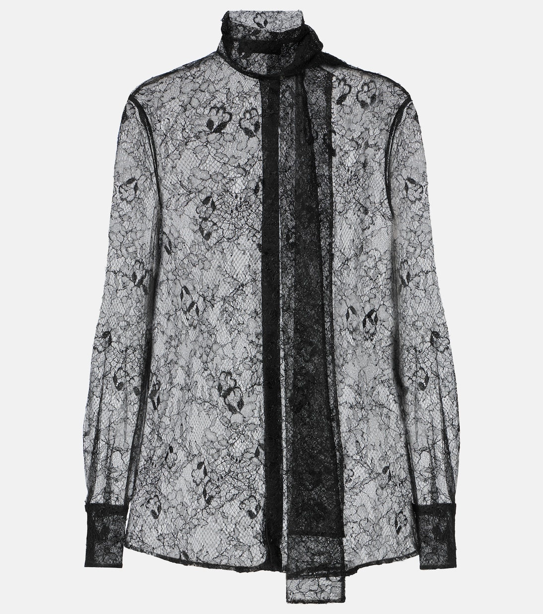 Scarf-detail floral lace blouse | Valentino