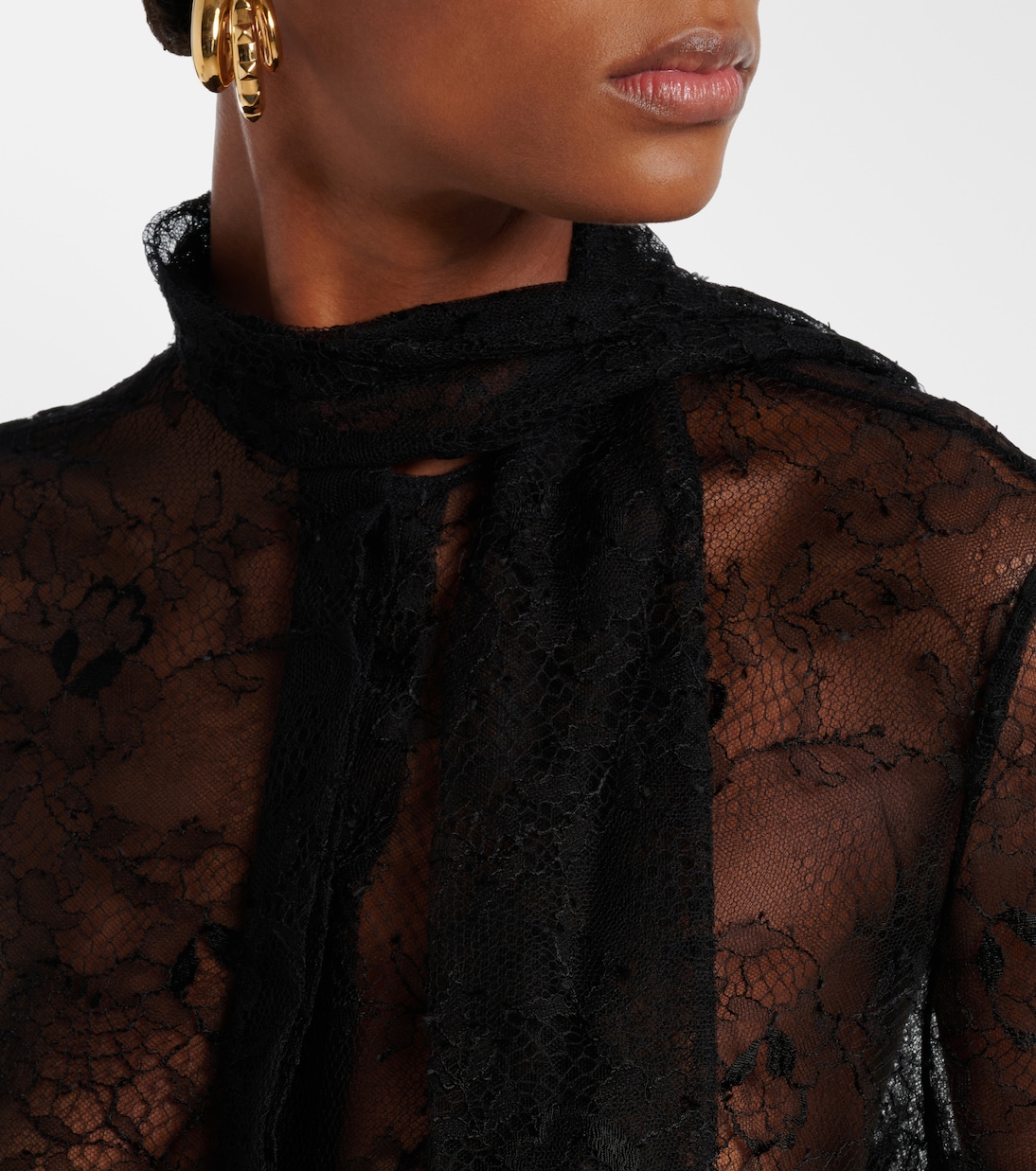 Scarf-detail floral lace blouse | Valentino