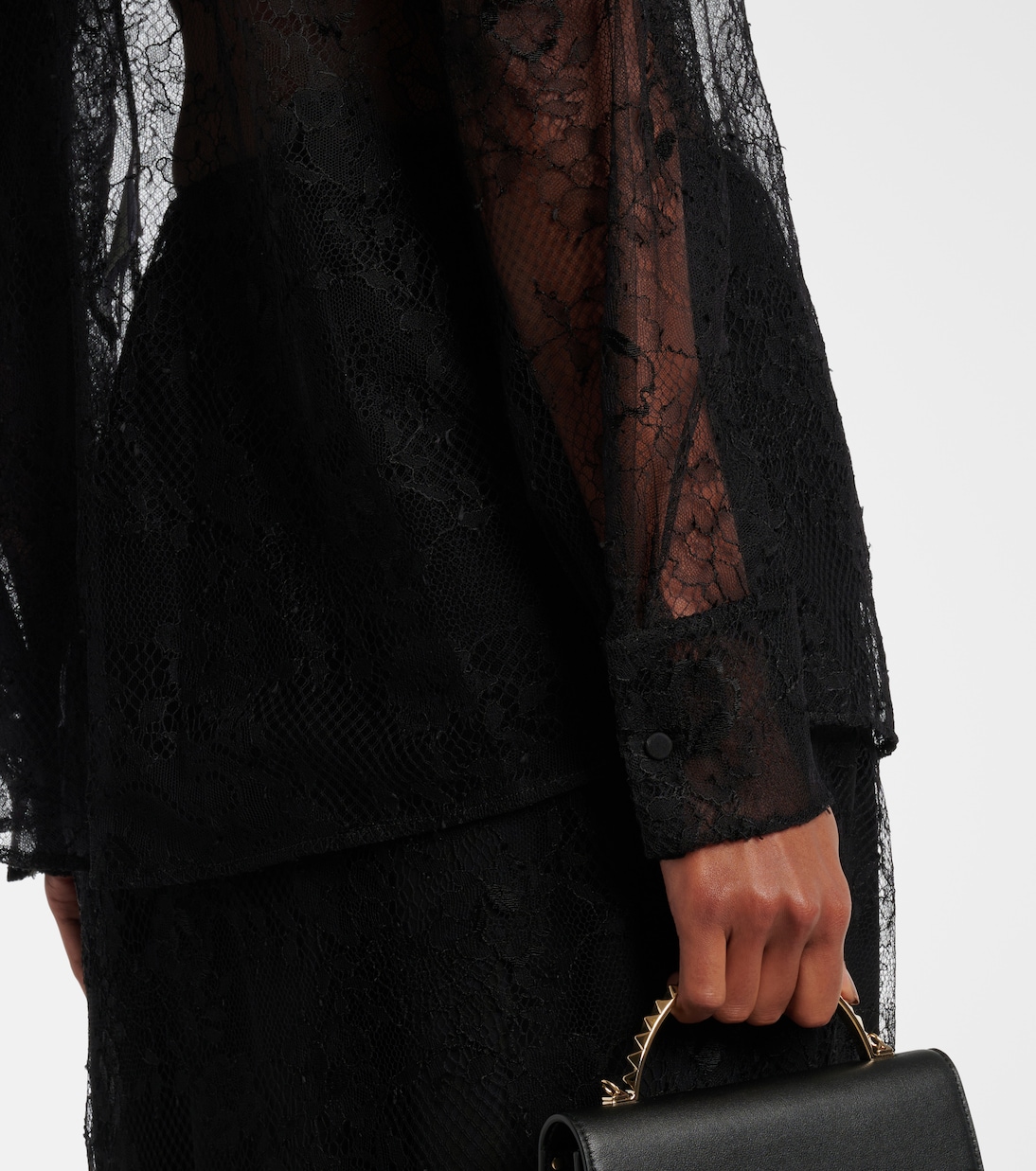 Scarf-detail floral lace blouse | Valentino