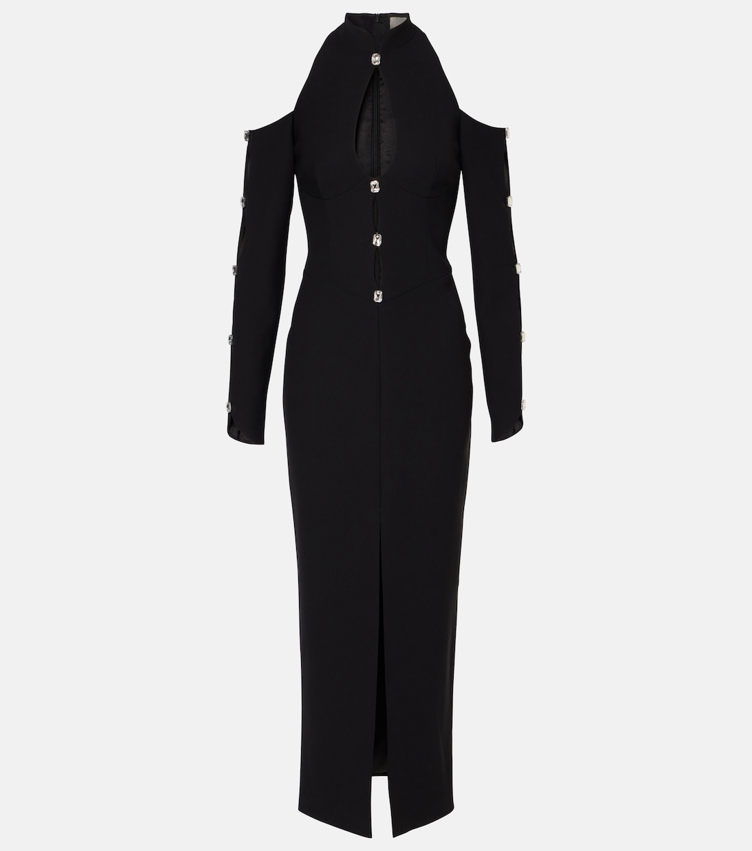 Crystal-embellished crêpe midi dress | Rasario