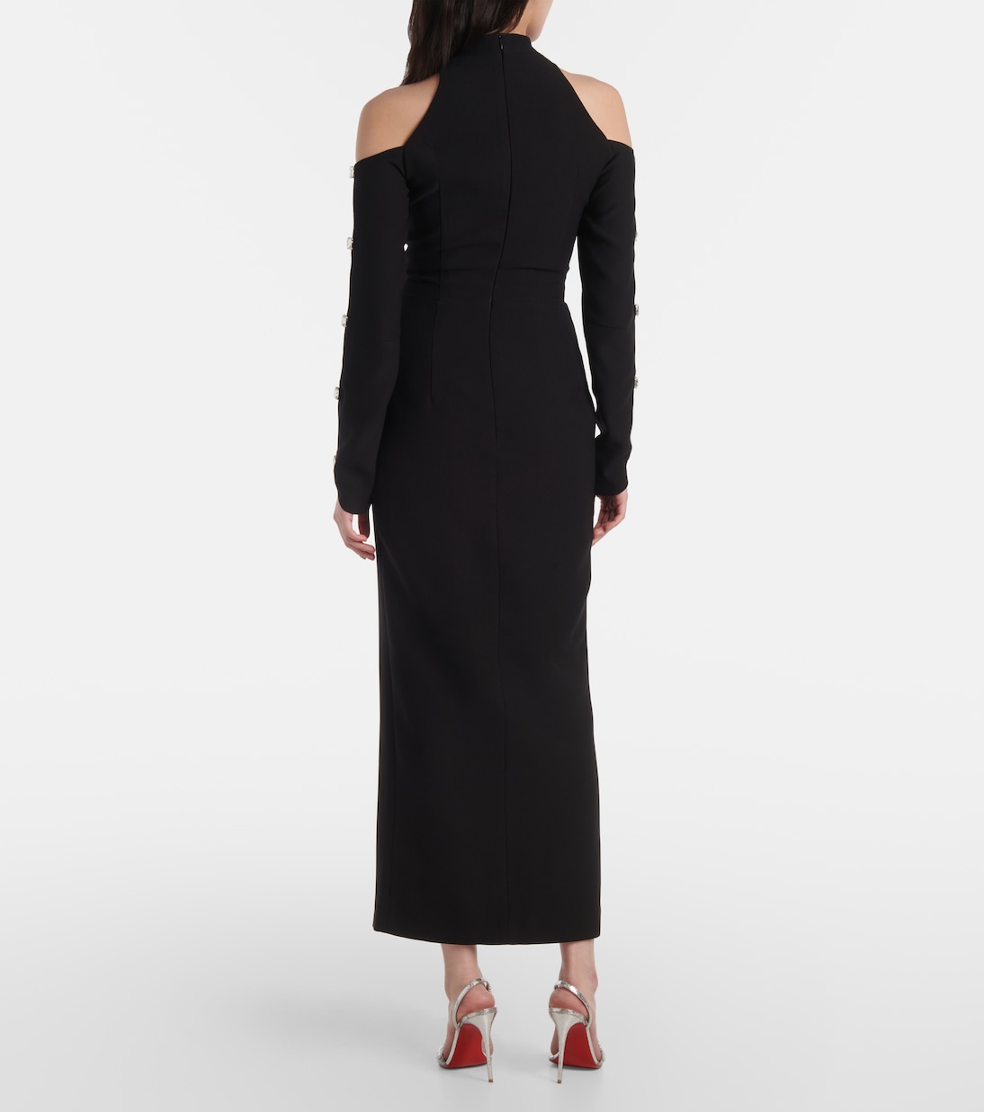 Crystal-embellished crêpe midi dress | Rasario