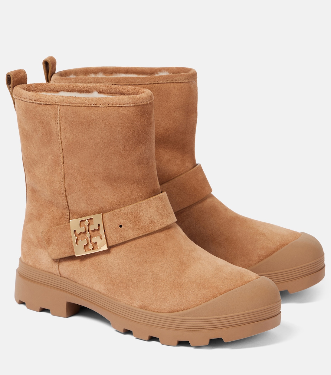 Mellow shearling-lined suede platform ankle boots | Tory Burch
