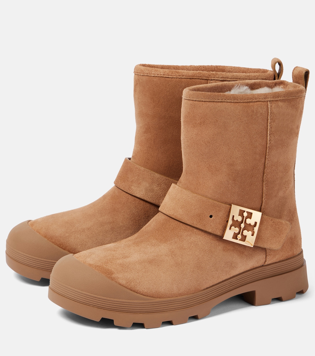 Mellow shearling-lined suede platform ankle boots | Tory Burch