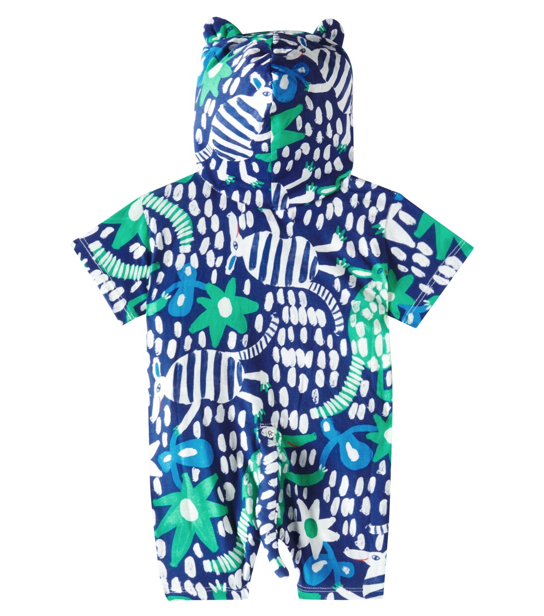 Baby printed hooded cotton jersey playsuit | Fábula