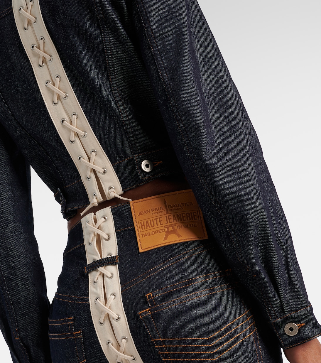 Lace-up cropped denim jacket | Jean Paul Gaultier