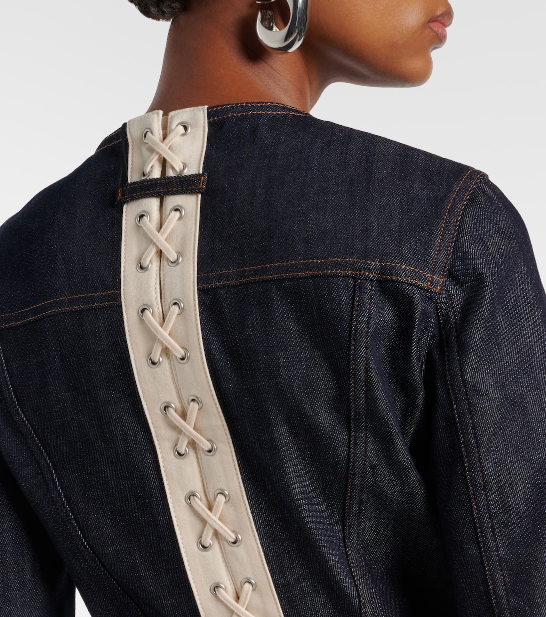Lace-up cropped denim jacket | Jean Paul Gaultier