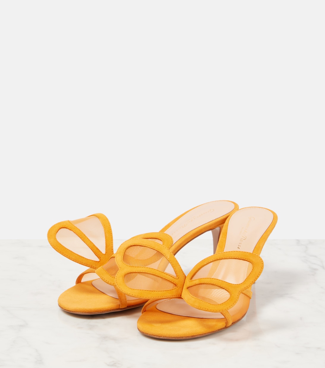 Pantoletten Ilia aus Mesh und Veloursleder | Gianvito Rossi