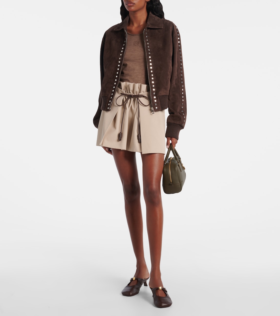 Cotton and silk gabardine miniskirt | Loewe