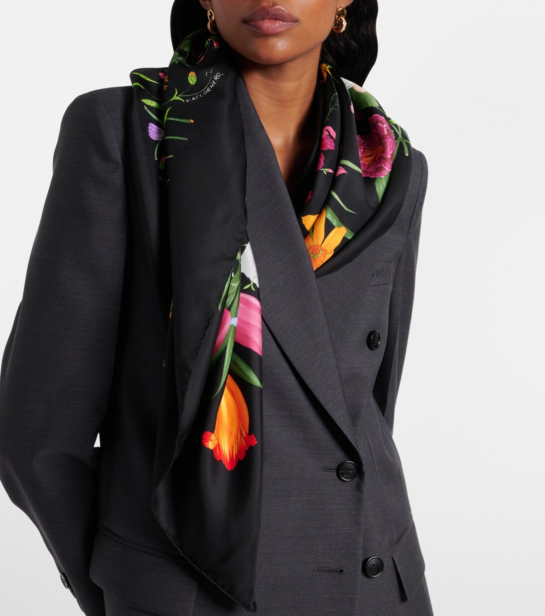 Floral silk twill scarf | Gucci