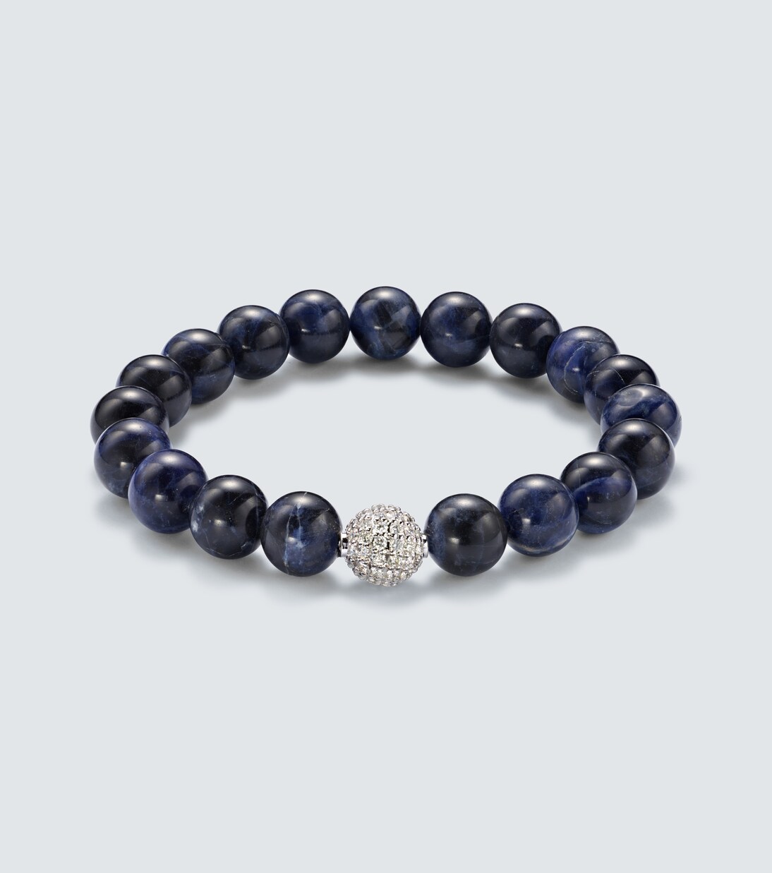 14kt white gold beaded bracelet with diamonds  | Sydney Evan