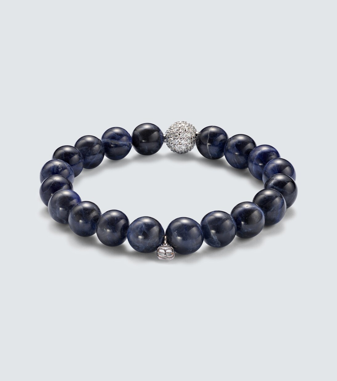 14kt white gold beaded bracelet with diamonds  | Sydney Evan