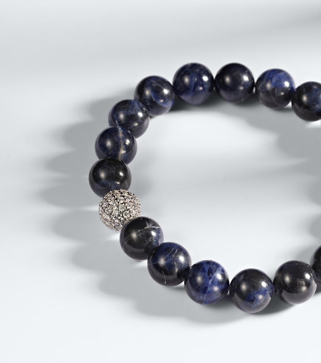 14kt white gold beaded bracelet with diamonds  | Sydney Evan