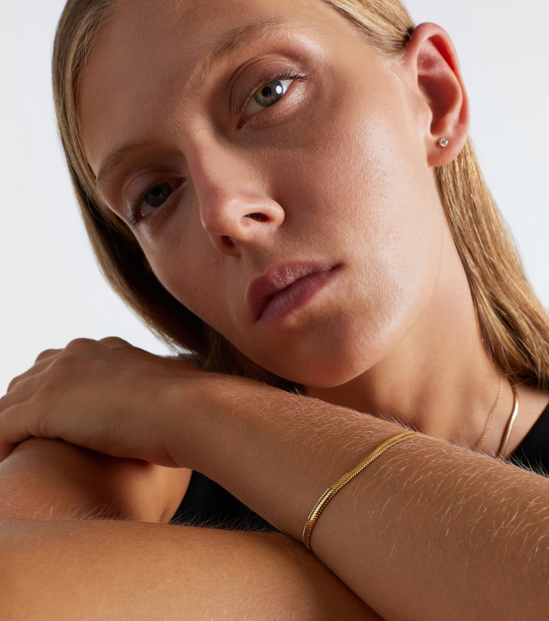 Serpentine 14kt gold chain bracelet | Stone and Strand