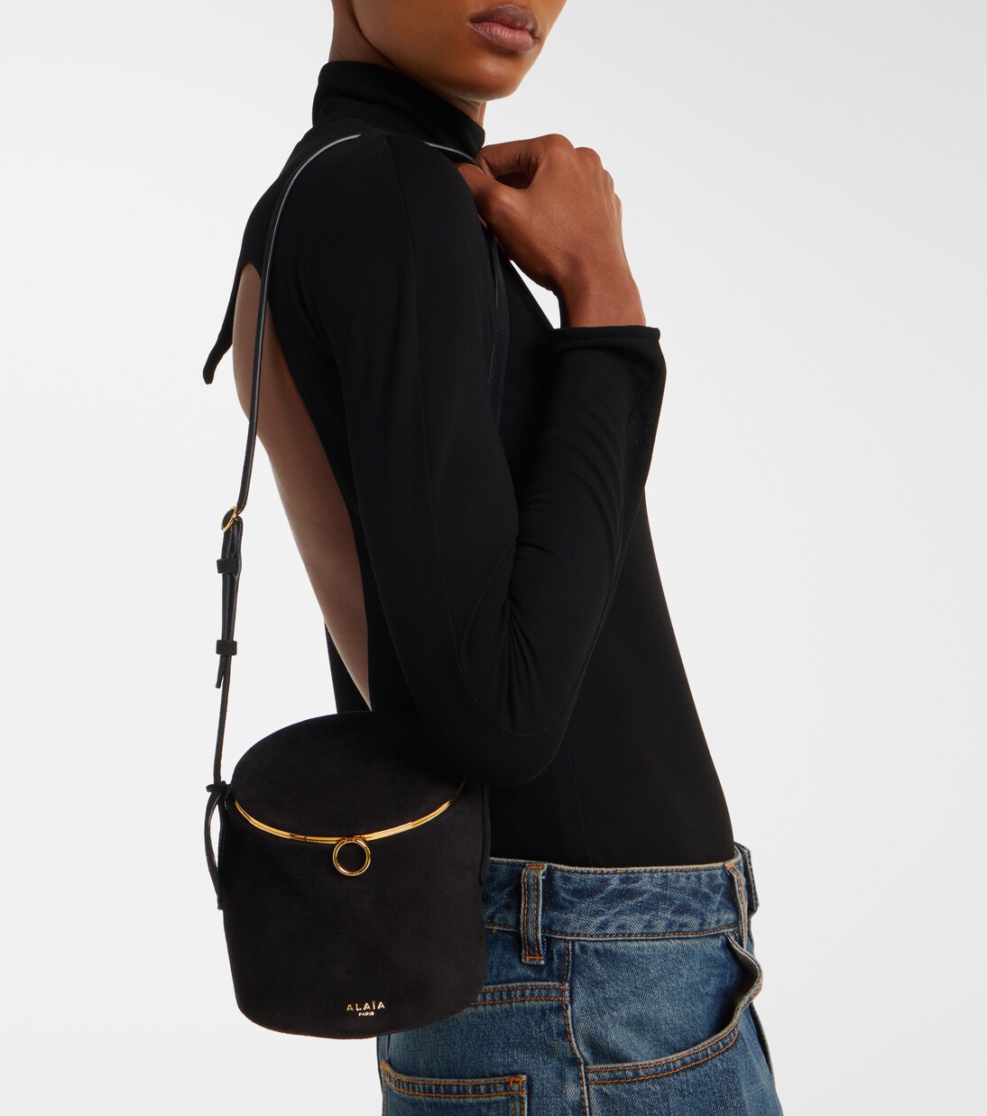 La Canette Small suede bucket bag | Alaïa