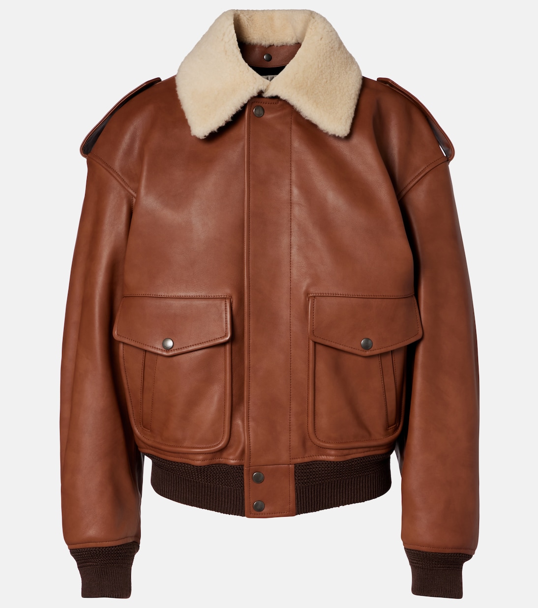 Bomberjacke aus Leder mit Shearling | Saint Laurent