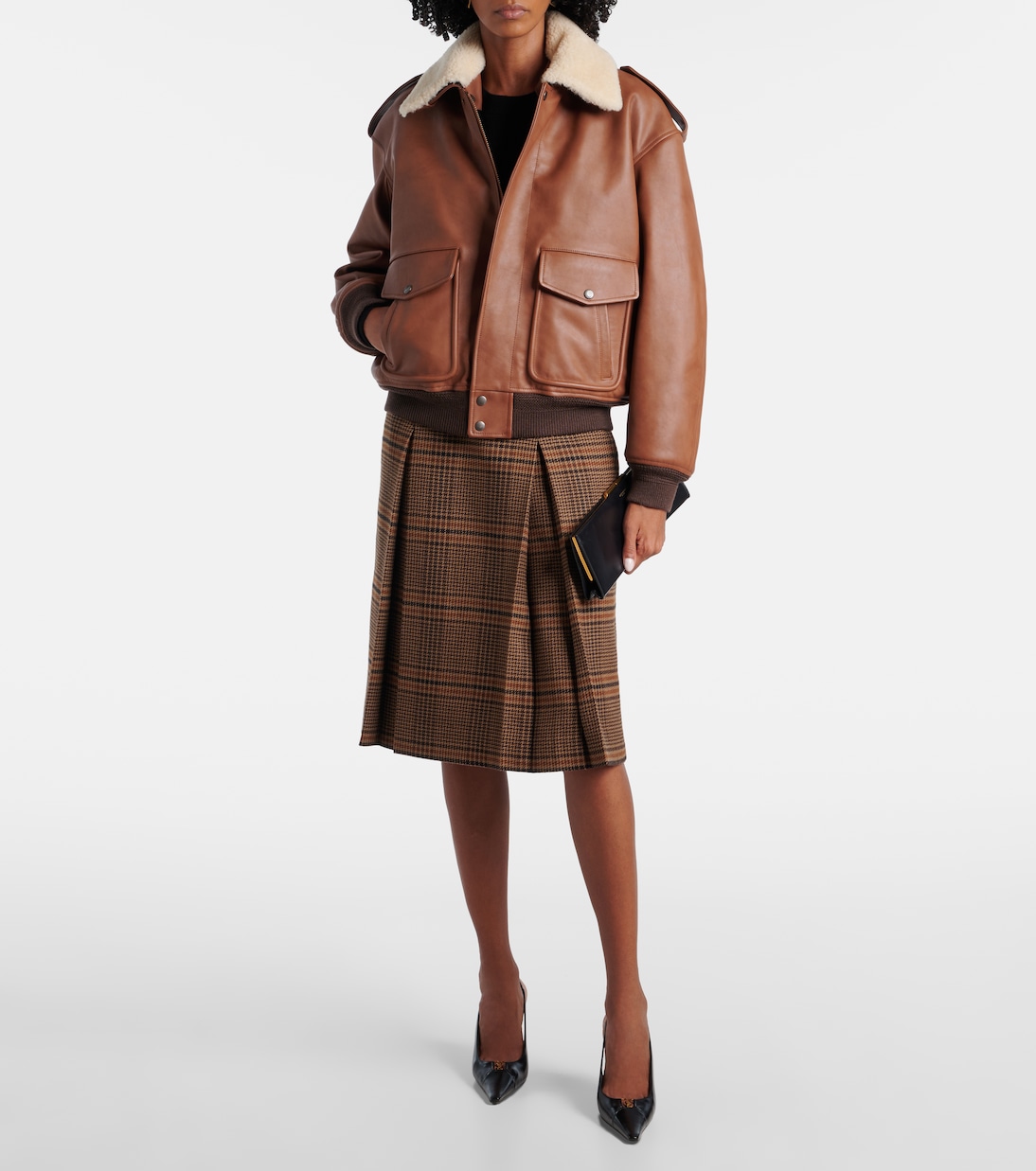 Bomberjacke aus Leder mit Shearling | Saint Laurent