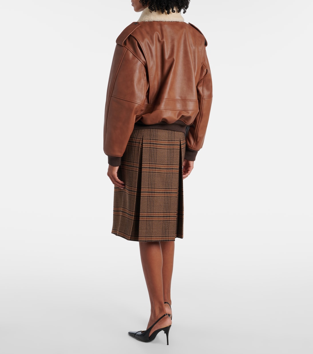 Bomberjacke aus Leder mit Shearling | Saint Laurent