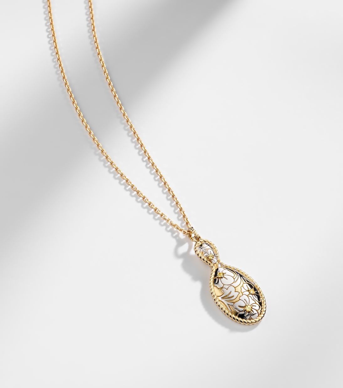 Halskette Joli Miroir aus 9kt Gelbgold (375/1000) mit 18kt Weißgold (750/1000) und Citrin | Yvonne Léon