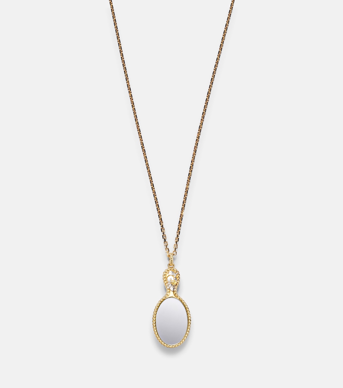 Halskette Joli Miroir aus 9kt Gelbgold (375/1000) mit 18kt Weißgold (750/1000) und Citrin | Yvonne Léon