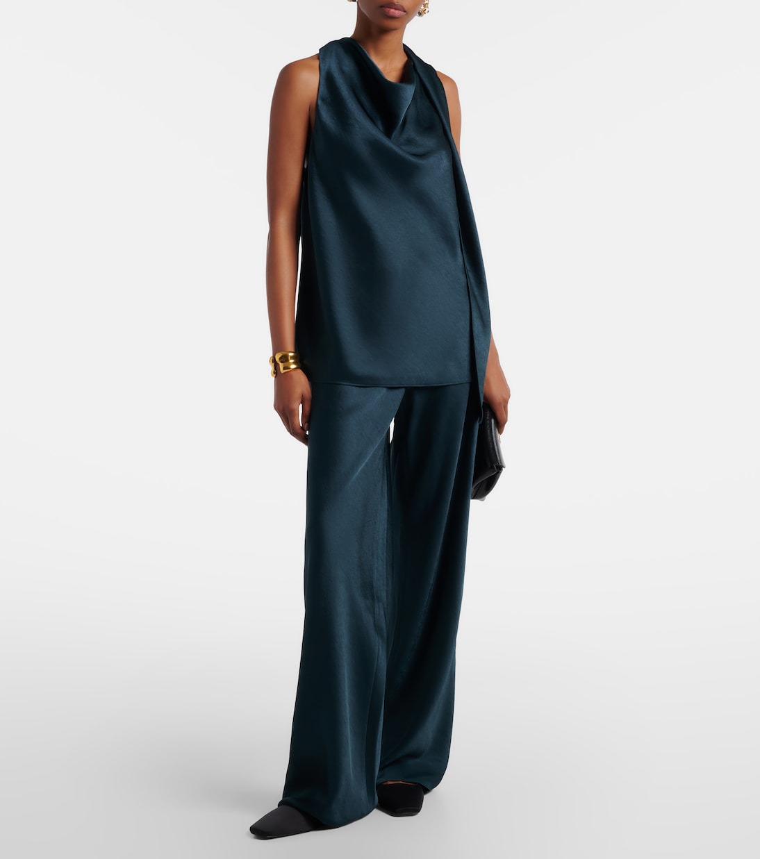 Scarf-detail satin top | Vince