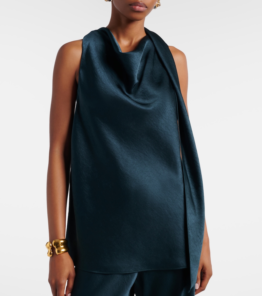 Scarf-detail satin top | Vince