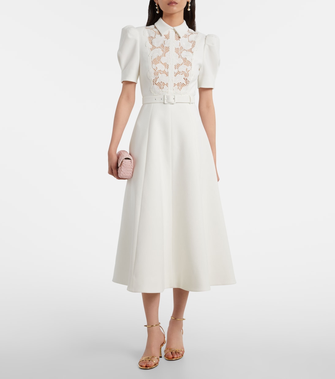 Parrish belted lace-trimmed midi dress | Rebecca Vallance