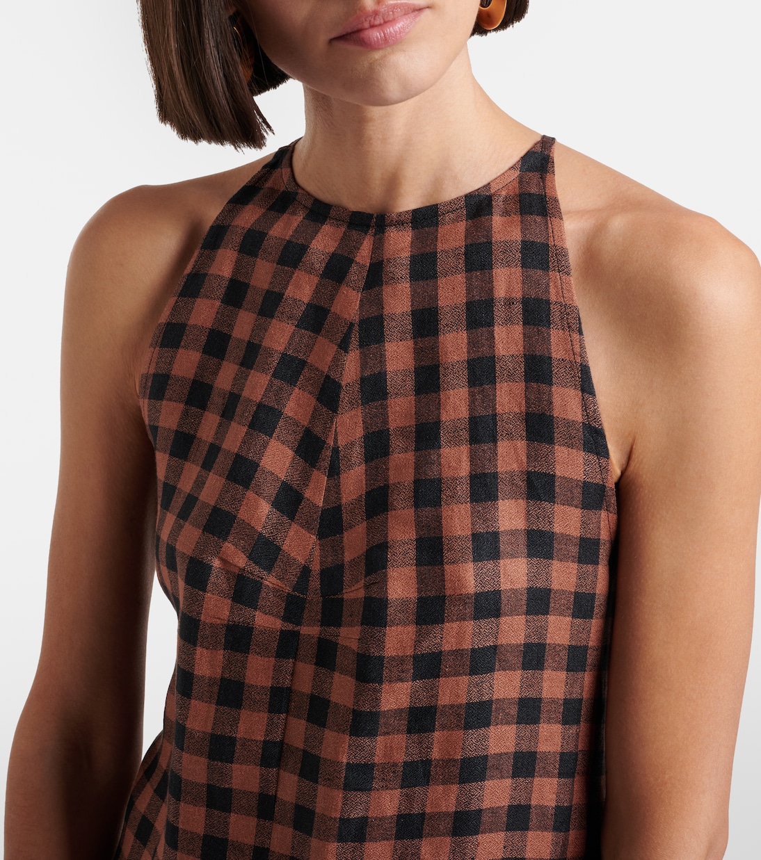 Antigua gingham linen minidress | Asceno