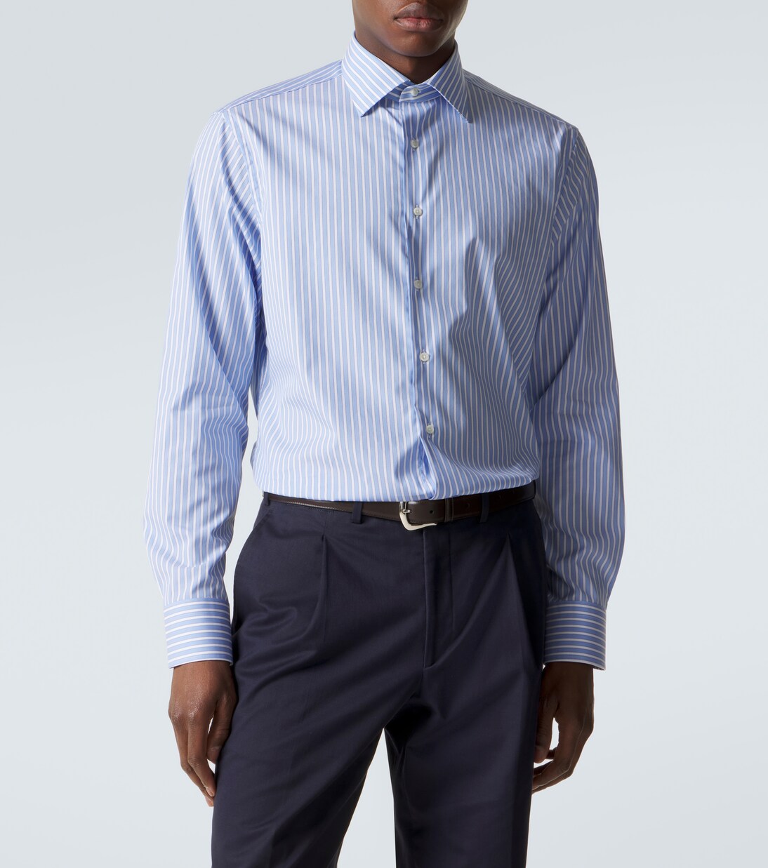 Striped cotton poplin shirt | Canali