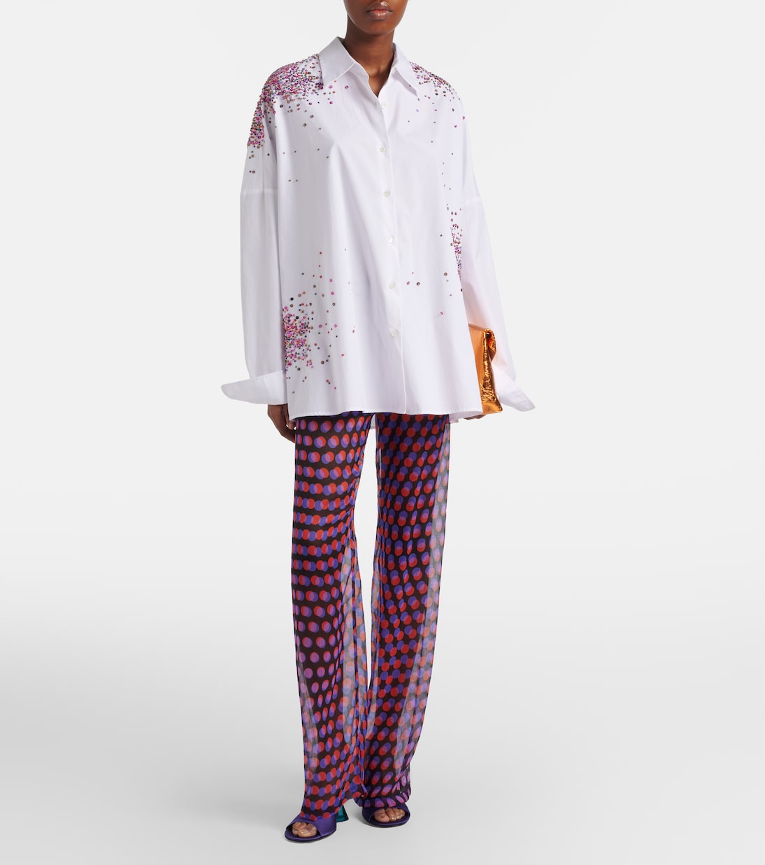 Polka-dot silk straight pants | Dries Van Noten