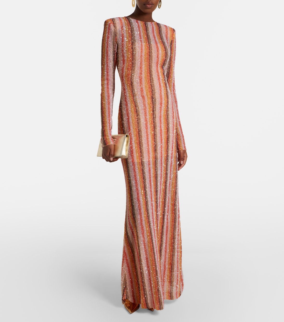 Robe longue Isadora à rayures et sequins | Rachel Gilbert