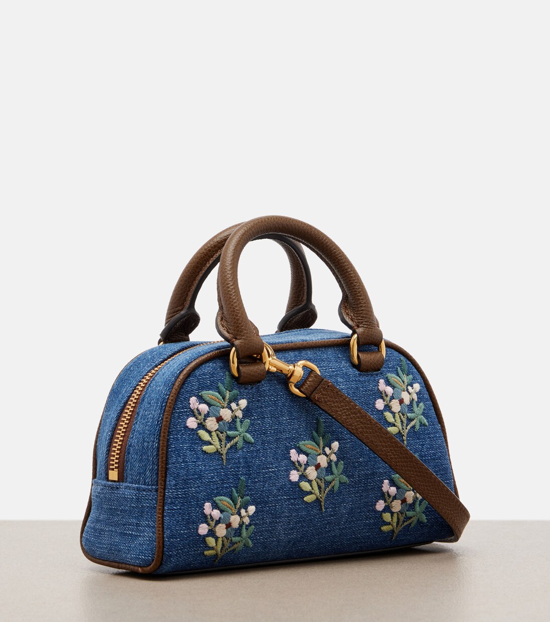 VLogo Mini floral denim top-handle bag | Valentino Garavani