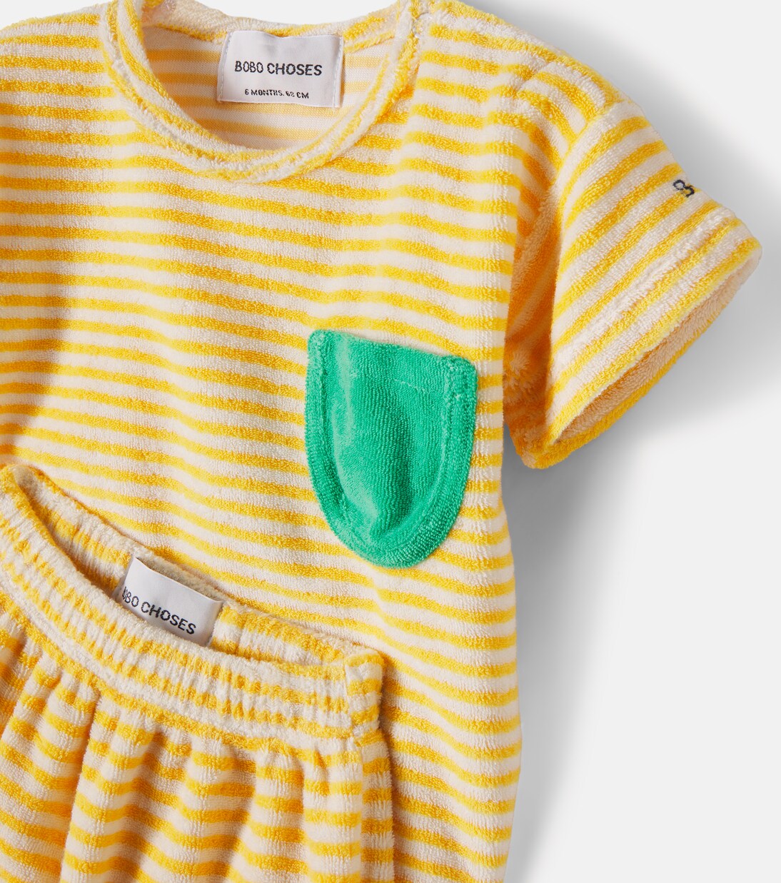 Baby Yellow Stripes cotton-blend T-shirt and pants set | Bobo Choses