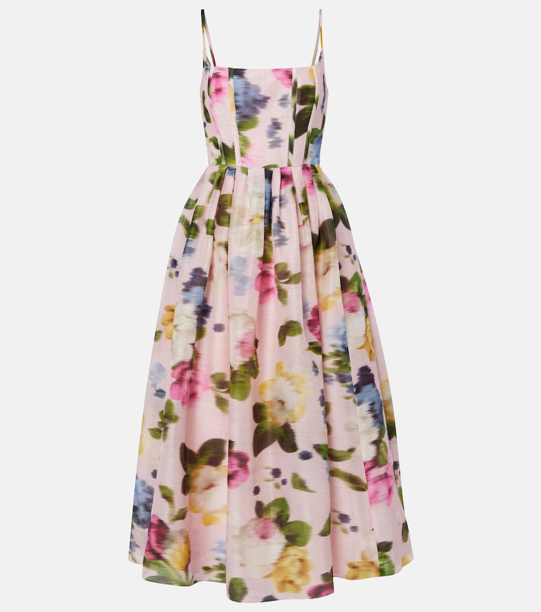 Floral linen and silk midi dress | Carolina Herrera