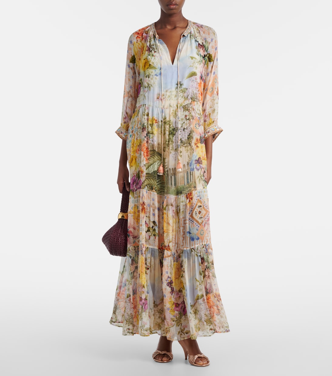 Embellished printed silk maxi dress | Camilla
